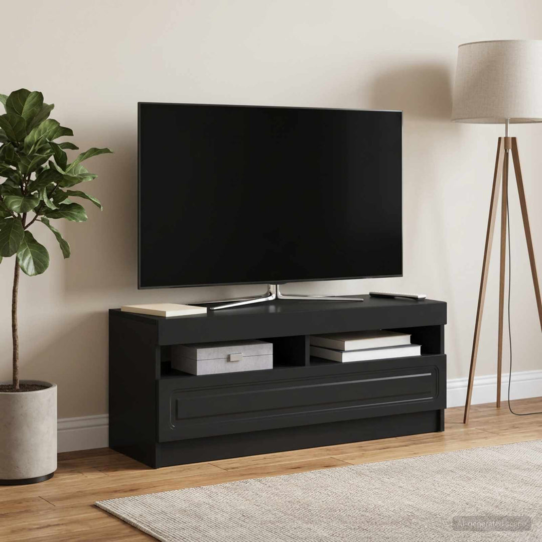 LED TV-skab Sort Konstrueret træ
