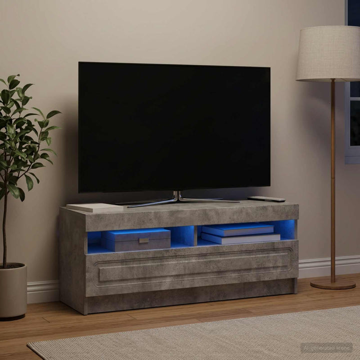 LED TV-skab Betongrå Konstrueret træ