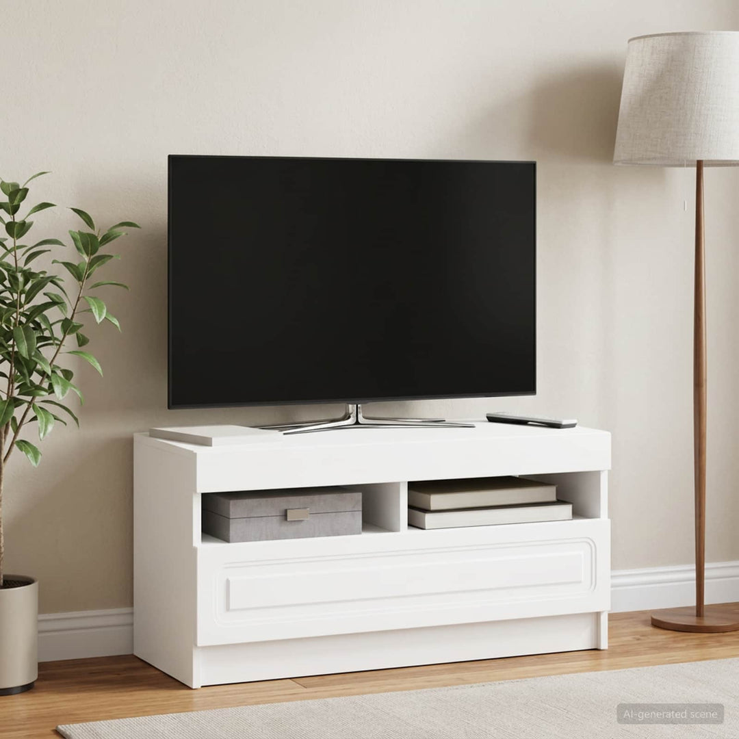 LED TV-skab Hvid Konstrueret træ