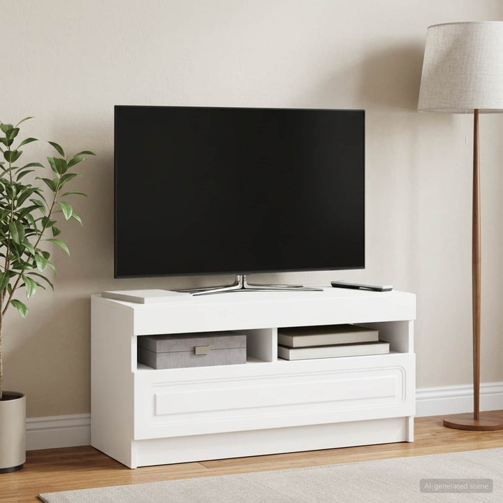 LED TV-skab Hvid Konstrueret træ