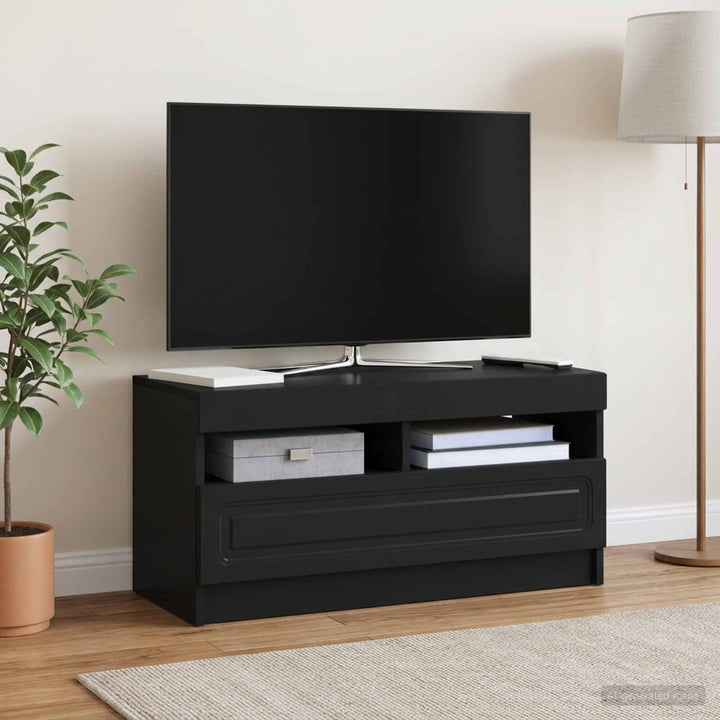 LED TV-skab Sort Konstrueret træ