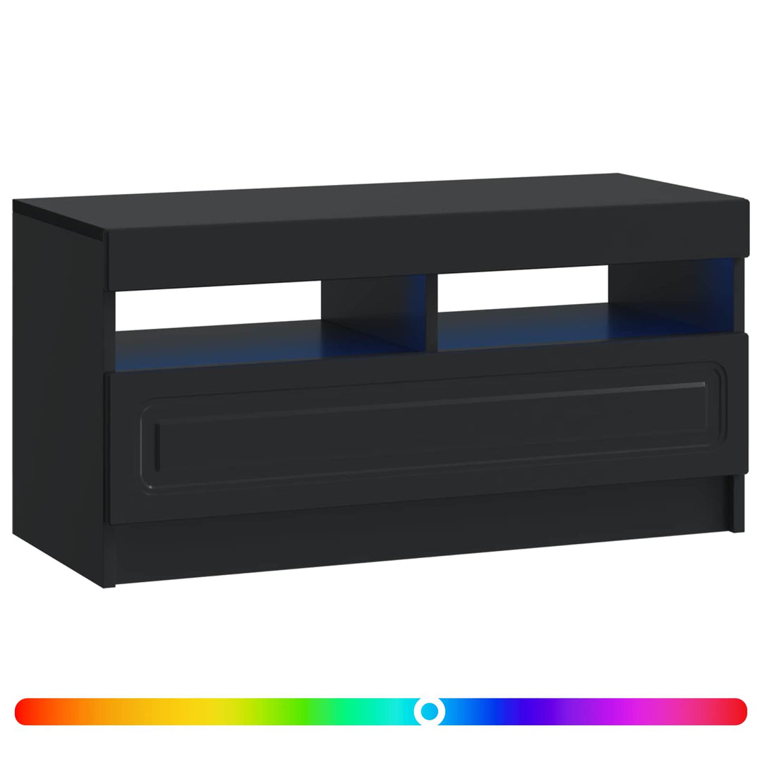 LED TV-skab Sort Konstrueret træ