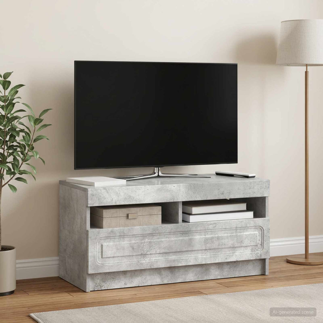 LED TV-skab Betongrå Konstrueret træ
