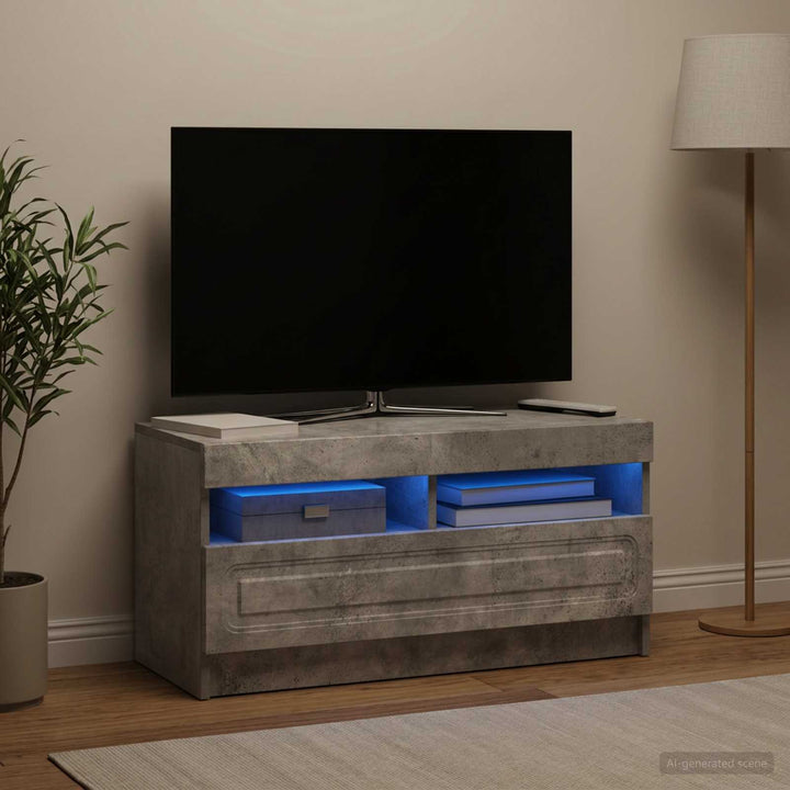 LED TV-skab Betongrå Konstrueret træ