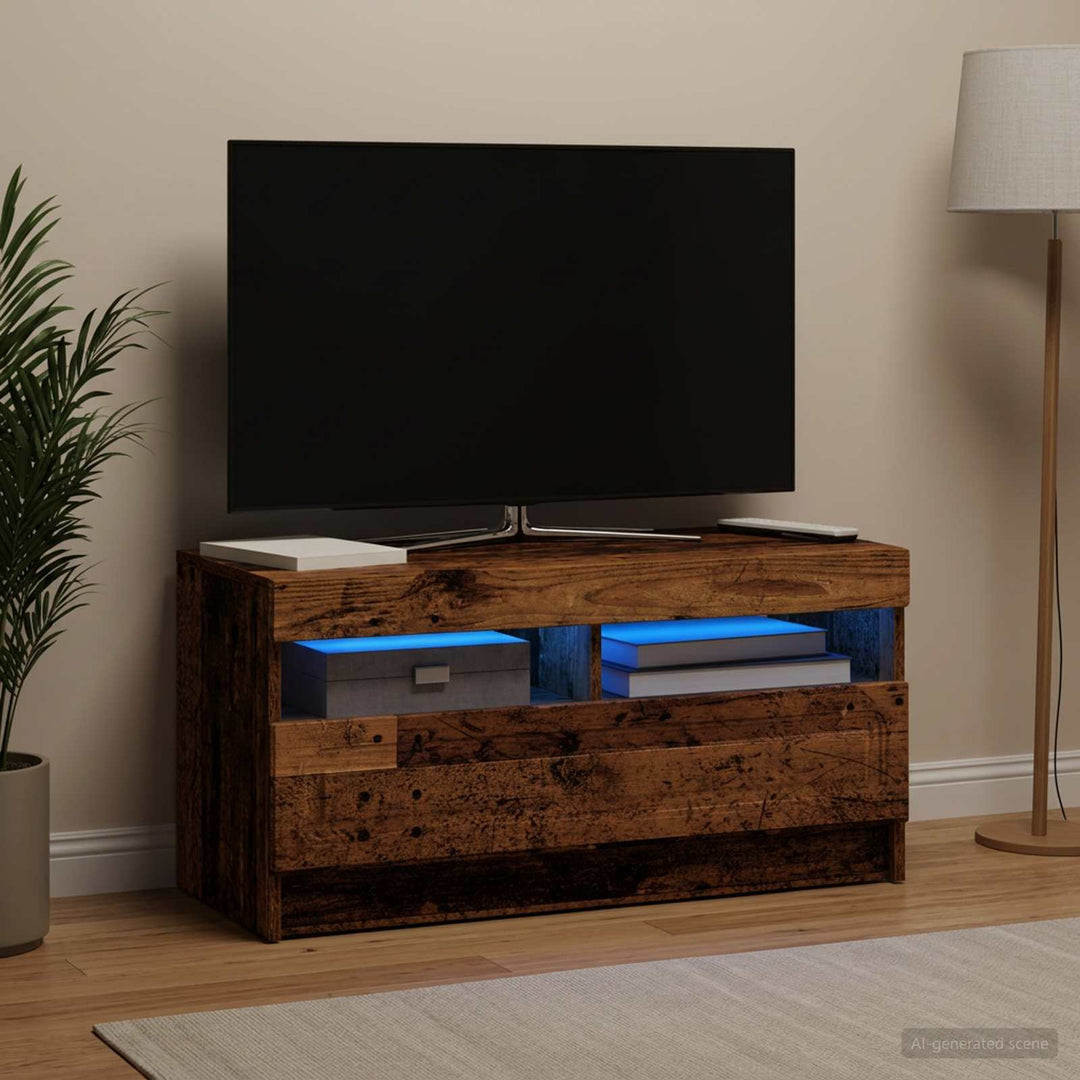 LED TV-skab Gammelt træ Konstrueret træ