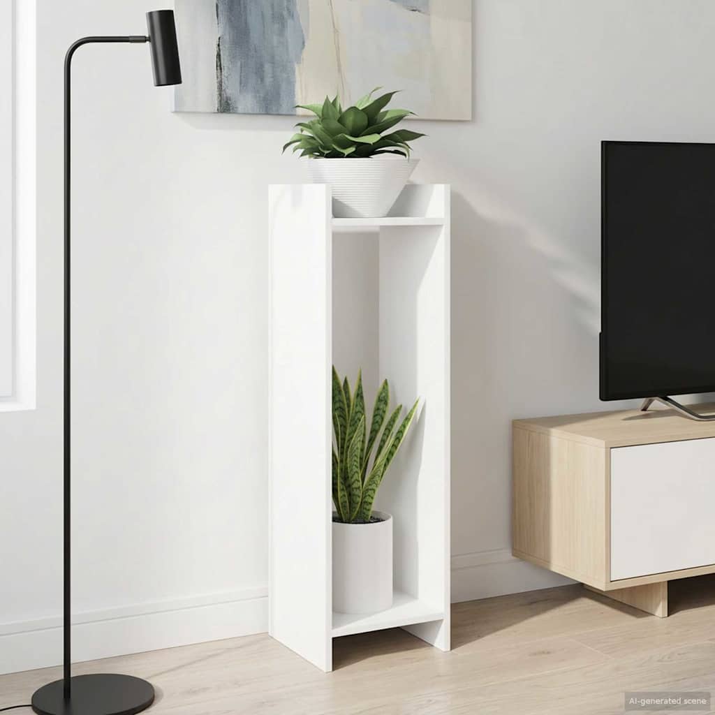 Planteholder med hylde Hvid 30 x 30 x 100 cm Konstrueret træ
