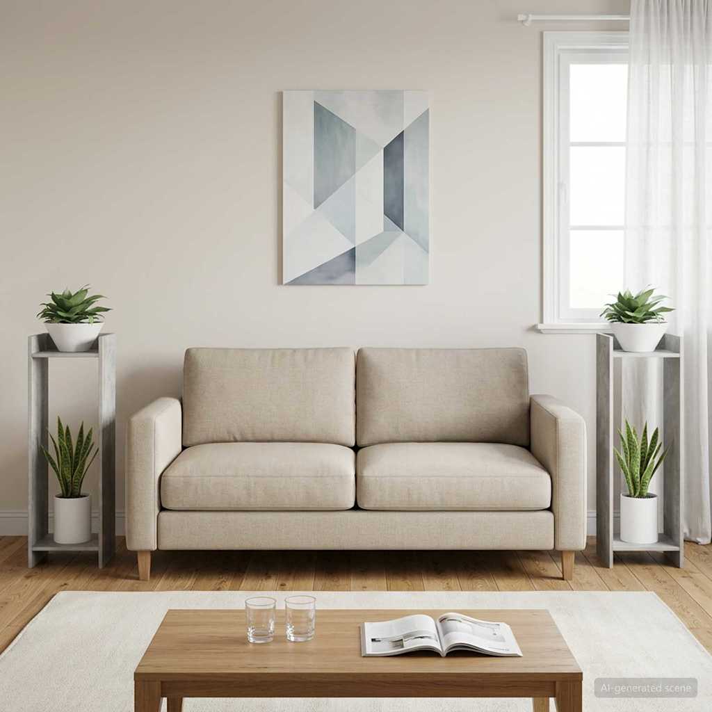 Planteholder 2 stk. Betongrå 30 x 30 x 100 cm Konstrueret træ