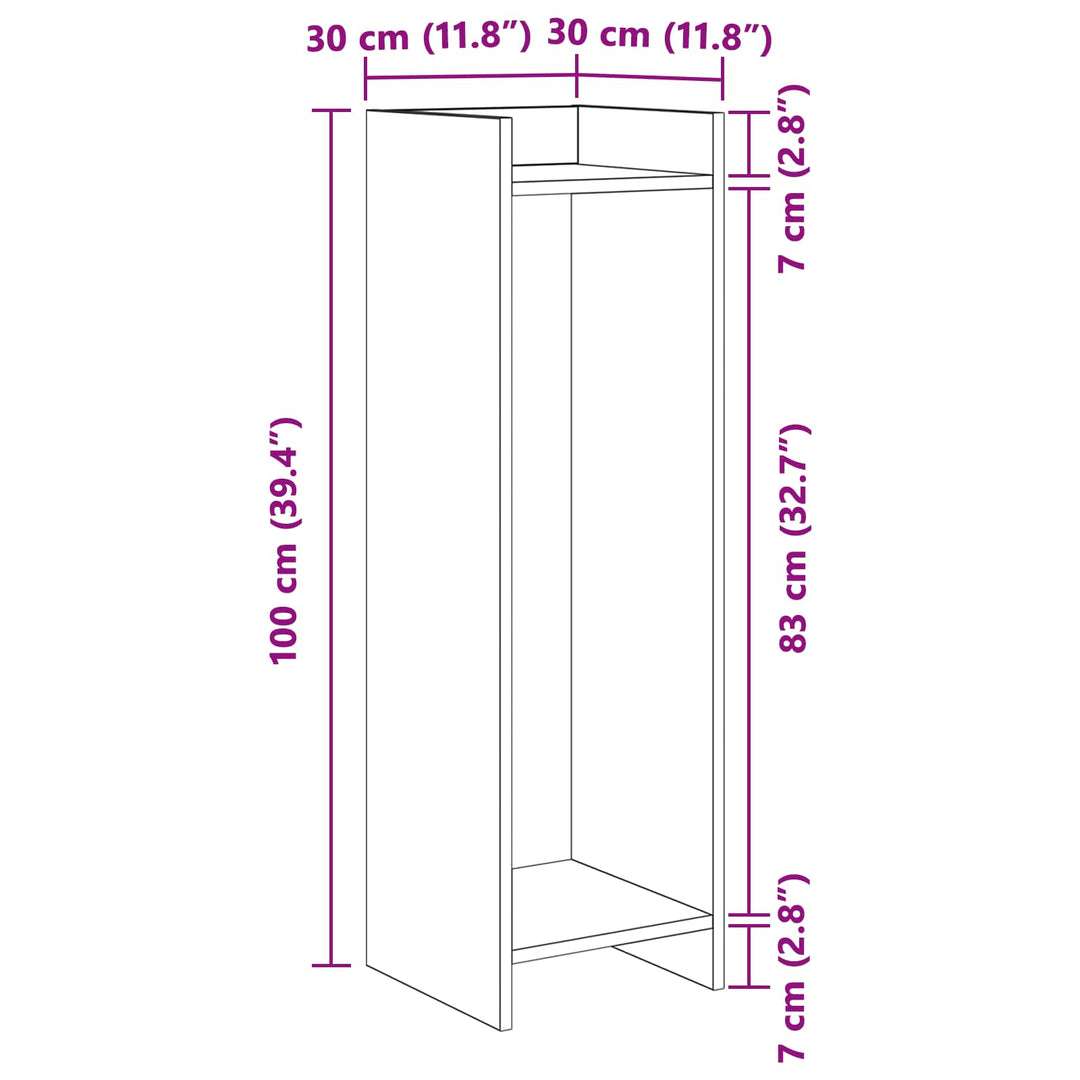 Planteholder 2 stk. Betongrå 30 x 30 x 100 cm Konstrueret træ