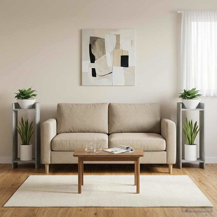 Planteholder 2 pcs BetonGrå 30 x 30 x 80 cm Konstrueret træ