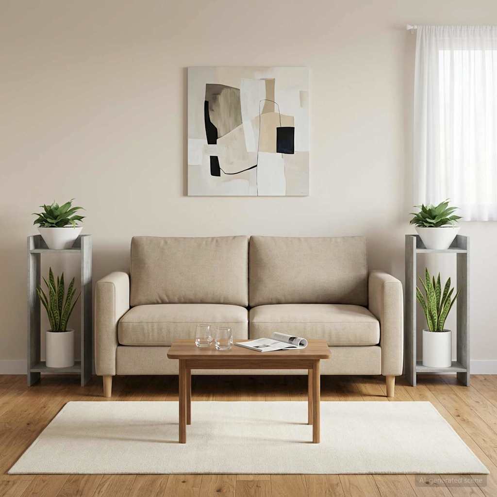 Planteholder 2 stk. BetonGrå 30 x 30 x 80 cm Konstrueret træ