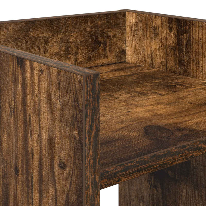 Planteholder med hylde Røget Eg 30 x 30 x 80 cm Konstrueret træ