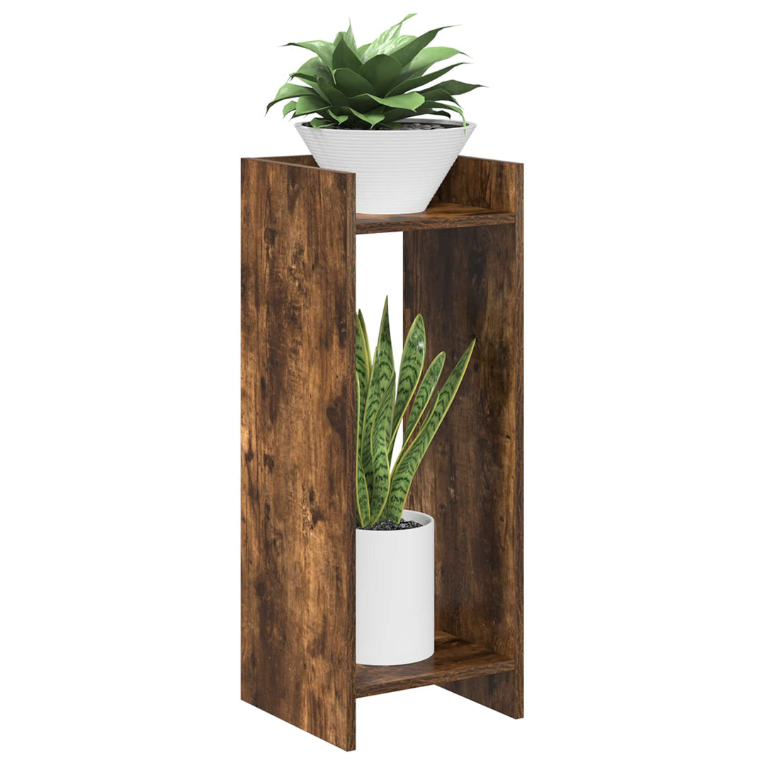 Planteholder med hylde Røget Eg 30 x 30 x 80 cm Konstrueret træ