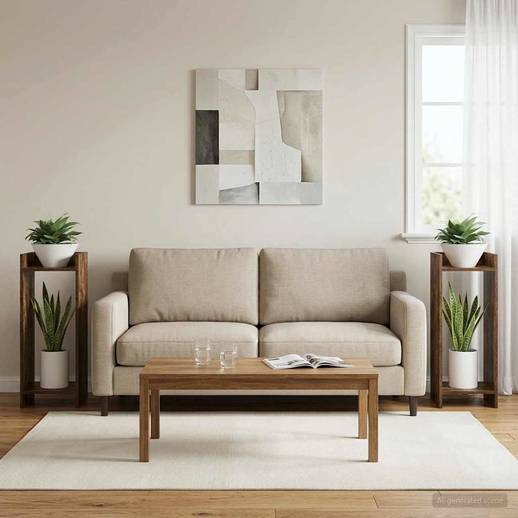 Planteholder 2 pcs Røget Eg 30 x 30 x 80 cm Konstrueret træ