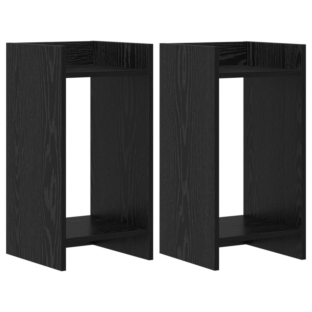 Planteholder med hylde Sort Eg 30 x 30 x 60 cm Konstrueret træ