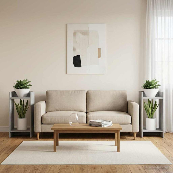 Planteholder 2 pcs BetonGrå 30 x 30 x 60 cm Konstrueret træ