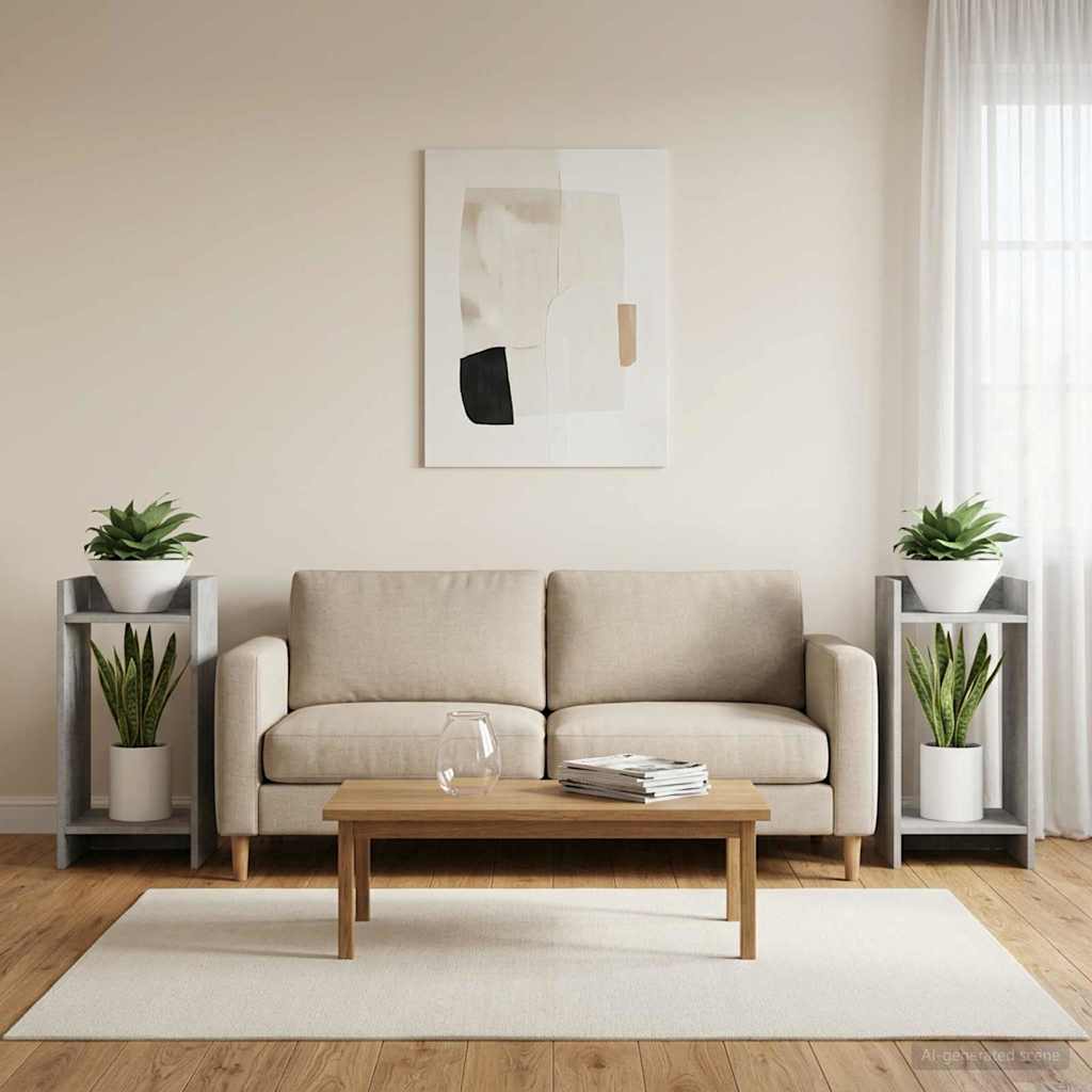 Planteholder 2 stk. BetonGrå 30 x 30 x 60 cm Konstrueret træ