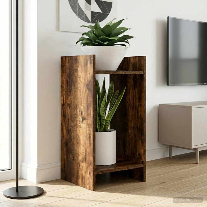 Planteholder 2 stk. Røget eg 30 x 30 x 60 cm Konstrueret træ