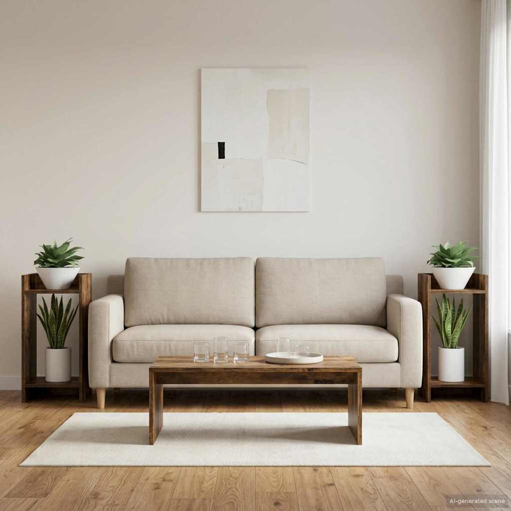 Planteholder 2 stk. Røget eg 30 x 30 x 60 cm Konstrueret træ
