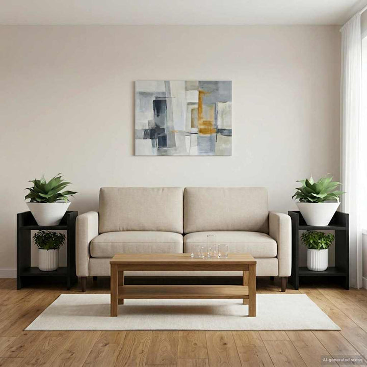Planteholder 2 pcs Sort Eg 30 x 30 x 40 cm Konstrueret træ