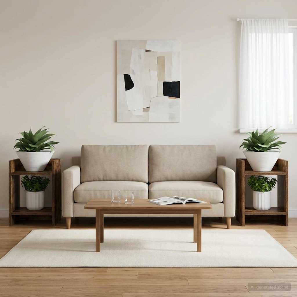 Planteholder 2 stk. Røget Eg 30 x 30 x 40 cm Konstrueret træ