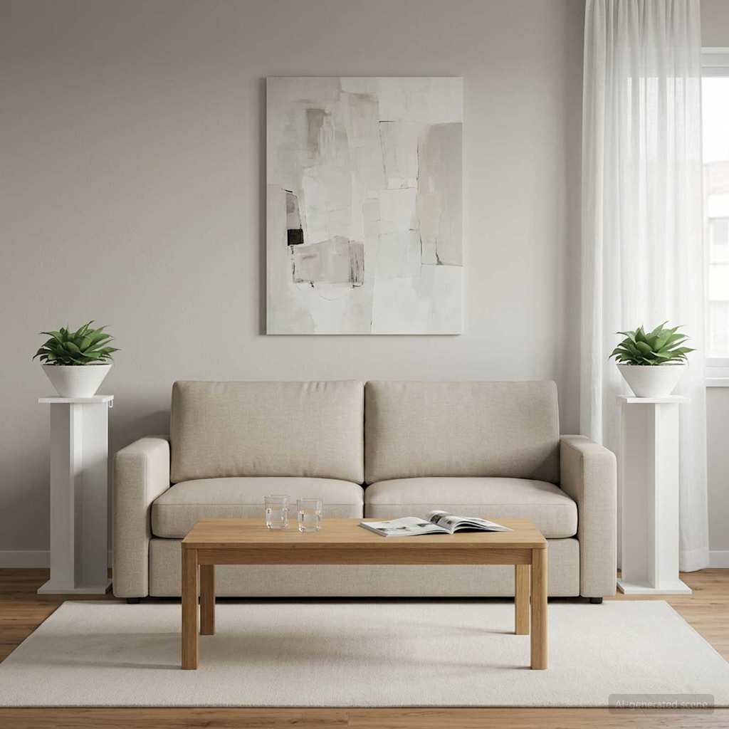 Planteholder 2 stk. Hvid 25 x 25,5 x 80,5 cm Konstrueret træ