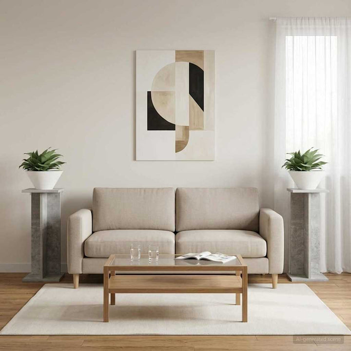 Planteholder 2 pcs BetonGrå 25 x 25,5 x 60,5 cm Konstrueret træ