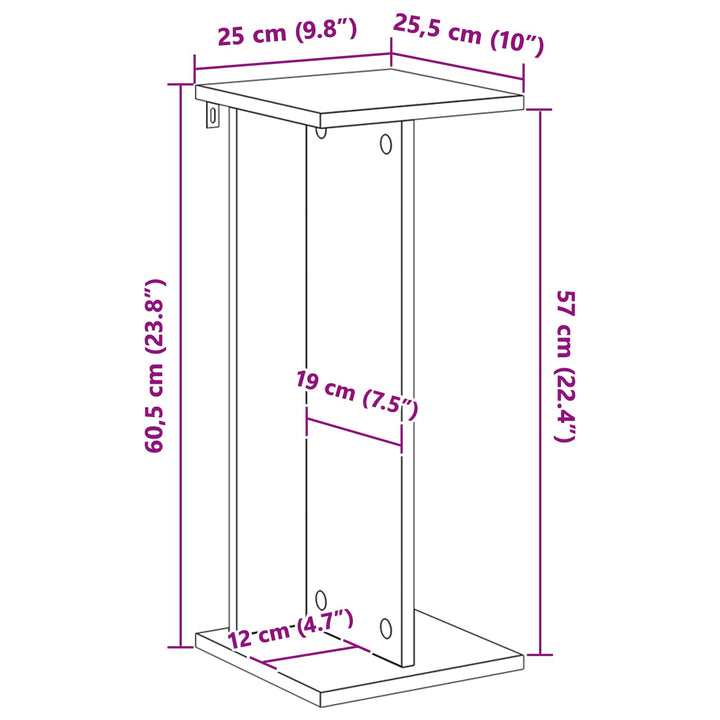 Planteholder Røget eg 25 x 25,5 x 60,5 cm Konstrueret træ