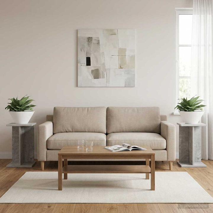 Planteholder 2 stk. Betongrå 25 x 25,5 x 40,5 cm