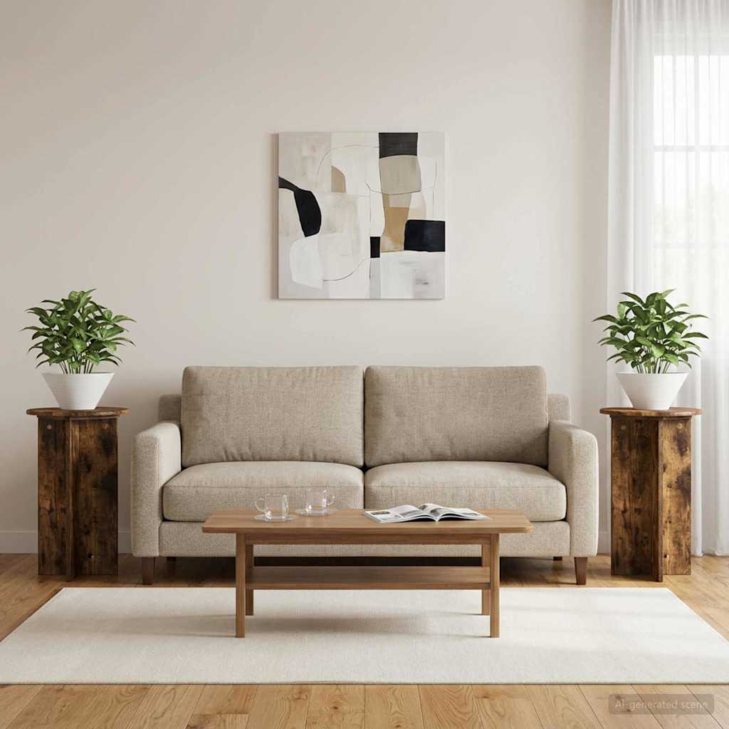 Planteholder 2 stk. Røget eg Ø40 x 60 cm Konstrueret træ