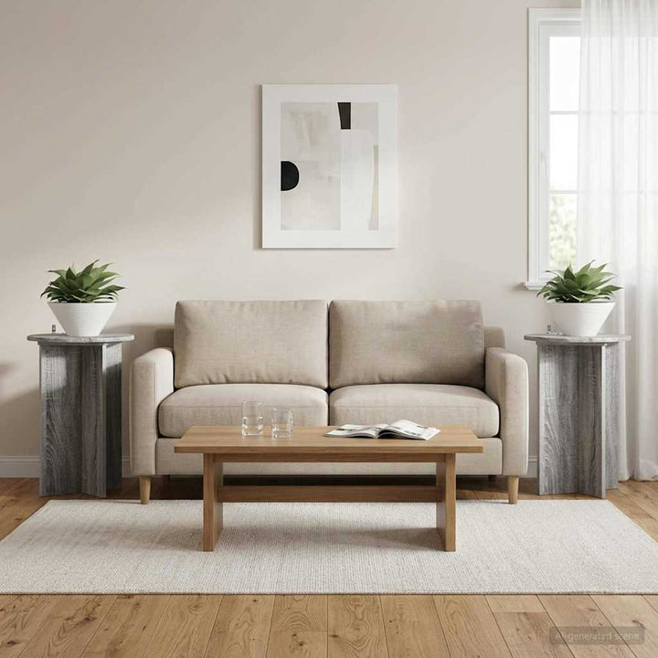 Planteholder 2 stk. Grå sonoma-eg Ø40 x 60 cm Konstrueret træ