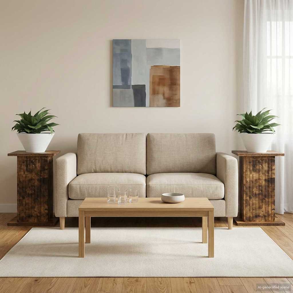 Planteholder 2 pcs Røget eg 30,5 x 30 x 43 cm Konstrueret træ