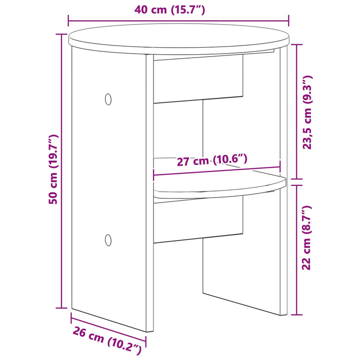 Sideskab 2 stk. Sort Ø40 x 50 cm Konstrueret træ