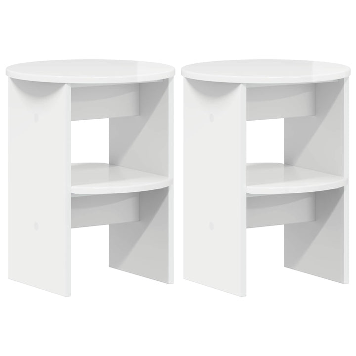 Sideskab 2 stk. Højglans Hvid Ø40 x 50 cm Konstrueret træ