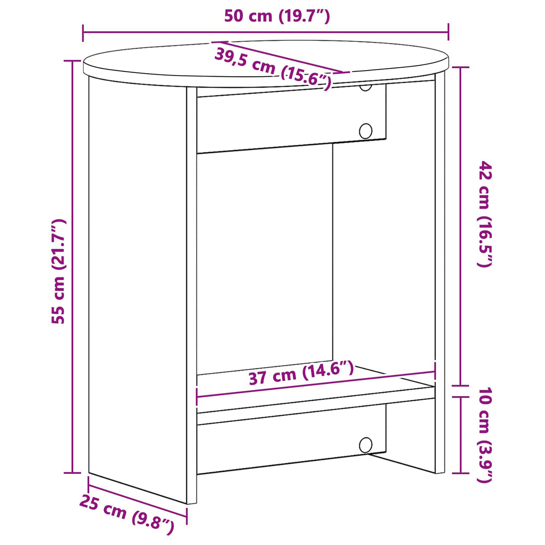 Sidebord Hvid 50 x 39,5 x 55 cm Konstrueret træ