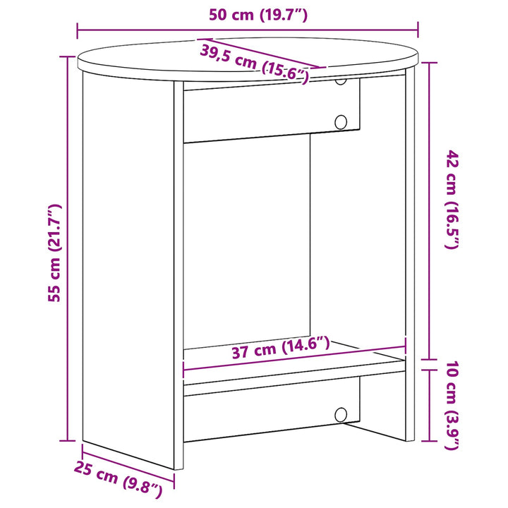 Sidebord Røget eg 50 x 39,5 x 55 cm Konstrueret træ