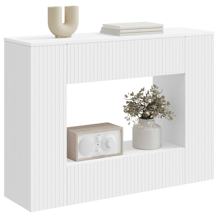 Konsolbord Stribet Hvid 101 x 29 x 74 cm Konstrueret træ
