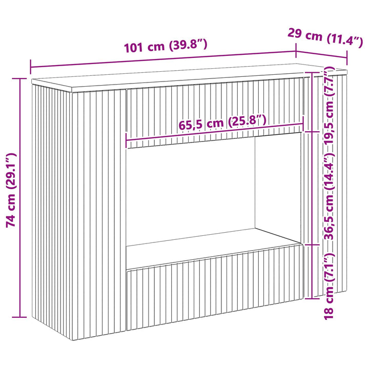 Konsolbord Røget Eg 101 x 29 x 74 cm Konstrueret træ