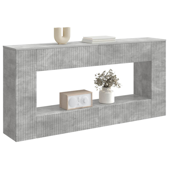 Konsolbord Stribet BetonGrå 155 x 29 x 74 cm Konstrueret træ