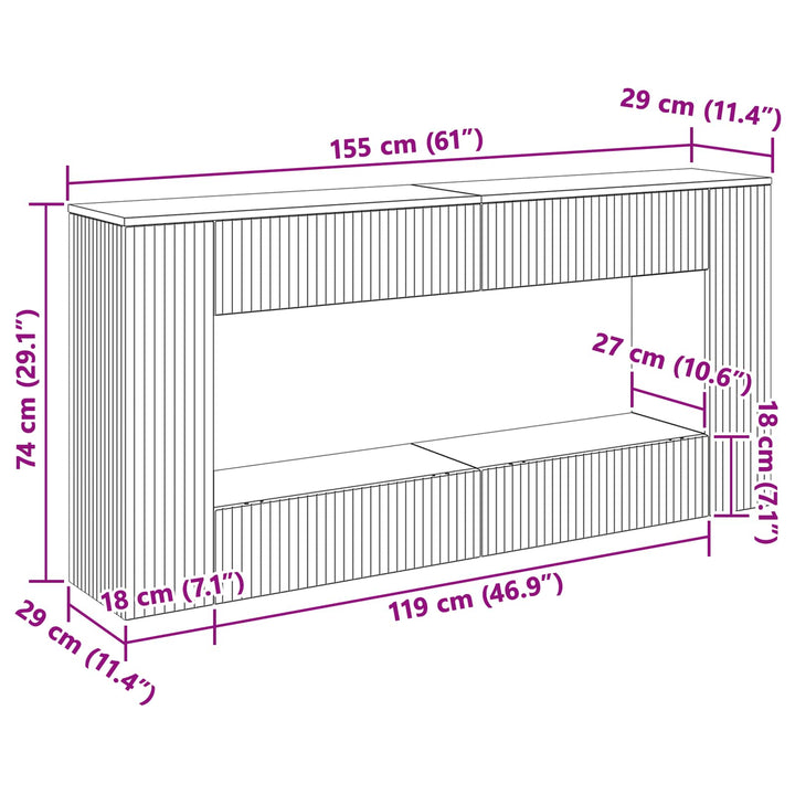 Konsolbord Røget Eg 155 x 29 x 74 cm Konstrueret træ