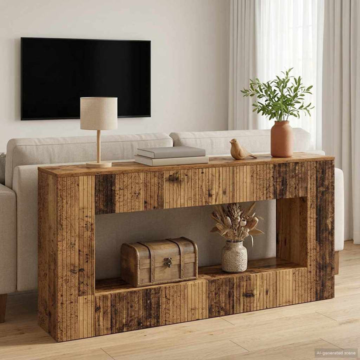 Konsolbord Stribet Gammelt træ 155 x 29 x 74 cm Konstrueret træ