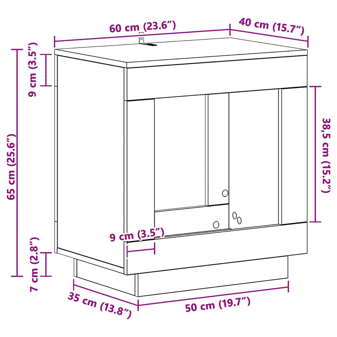 Sidebord Sonoma-eg 60 x 40 x 65 cm Konstrueret træ