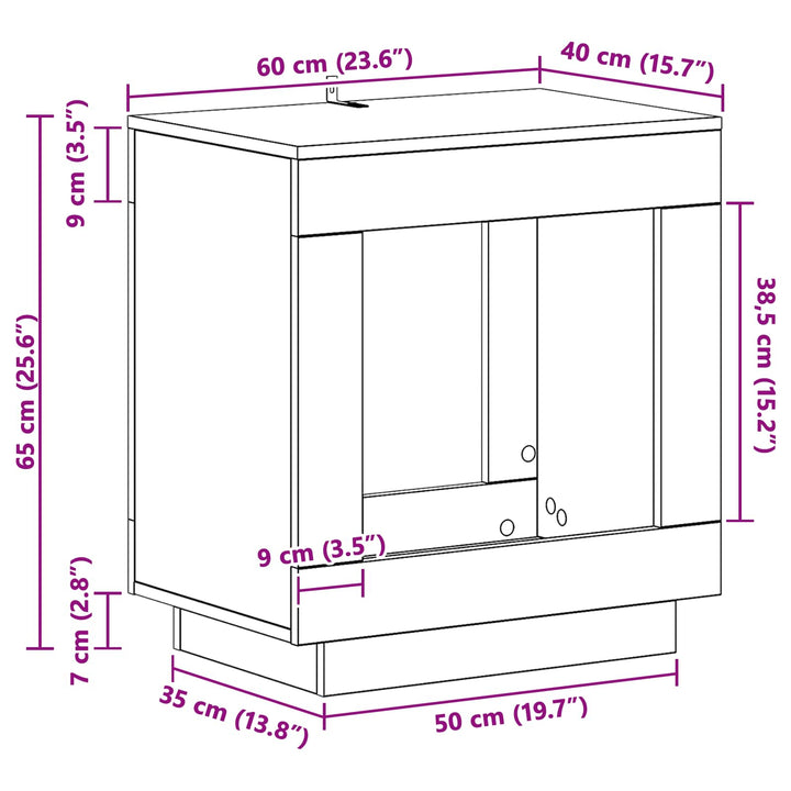 Sidebord Sonoma-eg 60 x 40 x 65 cm Konstrueret træ