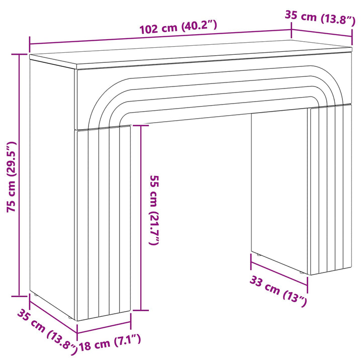 Sofabord Grå sonoma-eg 102 x 35 x 75 cm Konstrueret træ