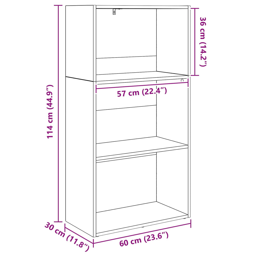 Bogreol Sort eg 60 x 30 x 114 cm Konstrueret træ