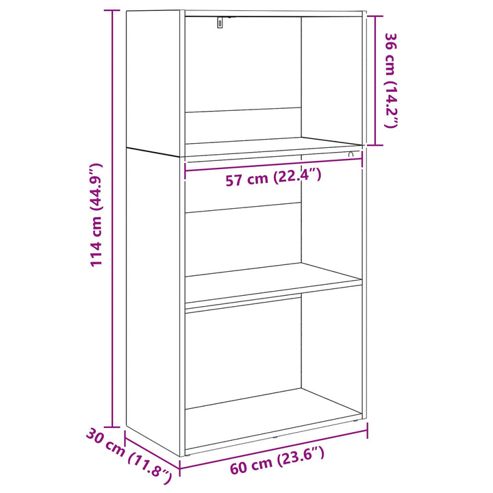 Bogreol Sort eg 60 x 30 x 114 cm Konstrueret træ