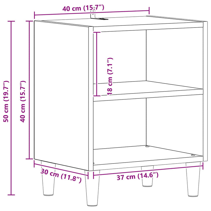 Sengeskab Sort eg 40 x 30 x 50 cm Konstrueret træ