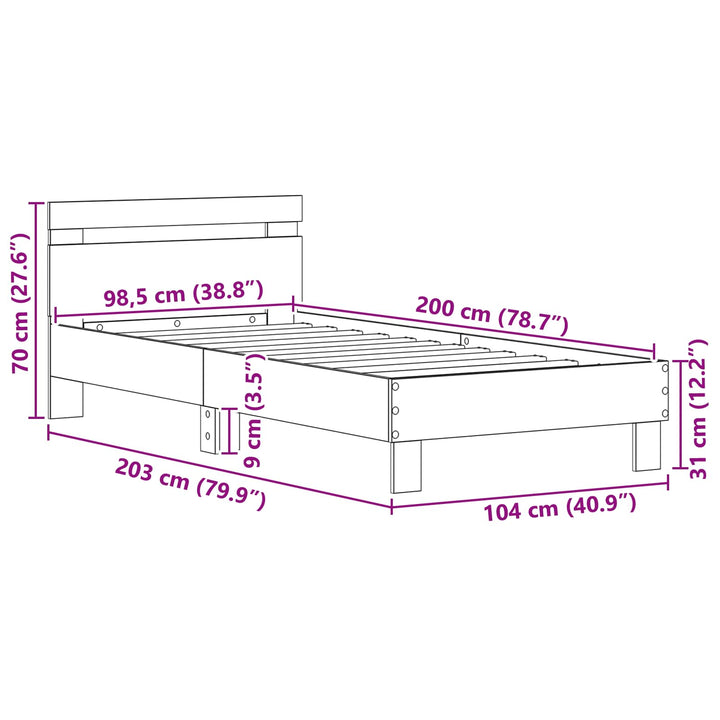 Sengestel Gammelt træ 98,5 x 200 cm Konstrueret træ