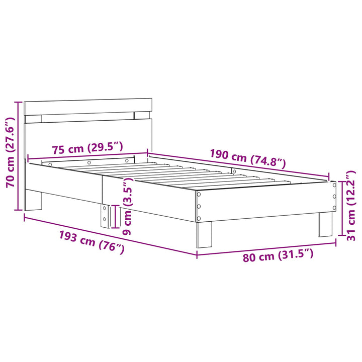 Sengestel Gammelt træ 75 x 190 cm Konstrueret træ