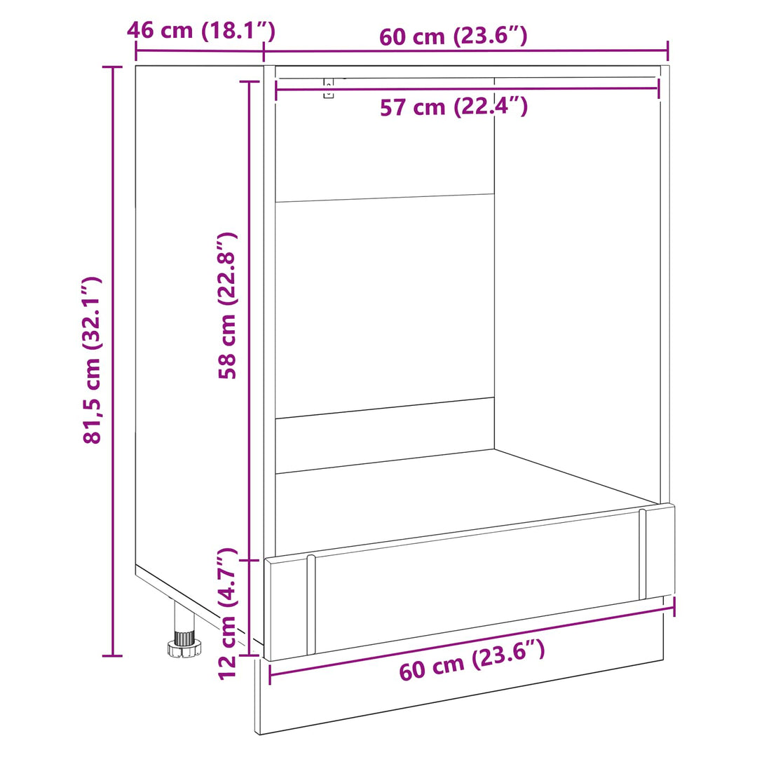 Ovnskab LUCCA Sort eg 60 x 46 x 81,5 cm Konstrueret træ