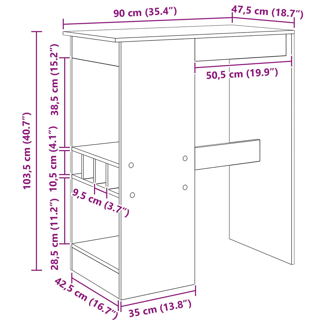 Barbord 90 x 47,5 x 103,5 cm Konstrueret træ Sort eg